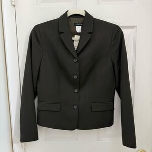 NWT J. Crew 100% Wool Green Blazer Size 4 Cropped Business Casual